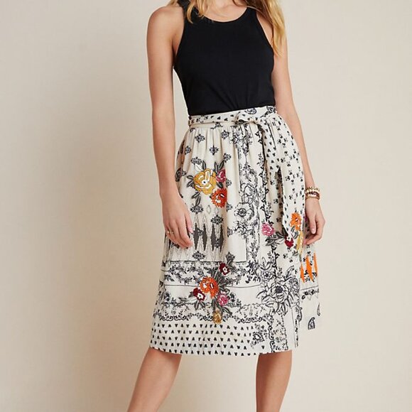Anthropologie Devi Embroidered Midi Skirt, size M - Picture 1 of 5